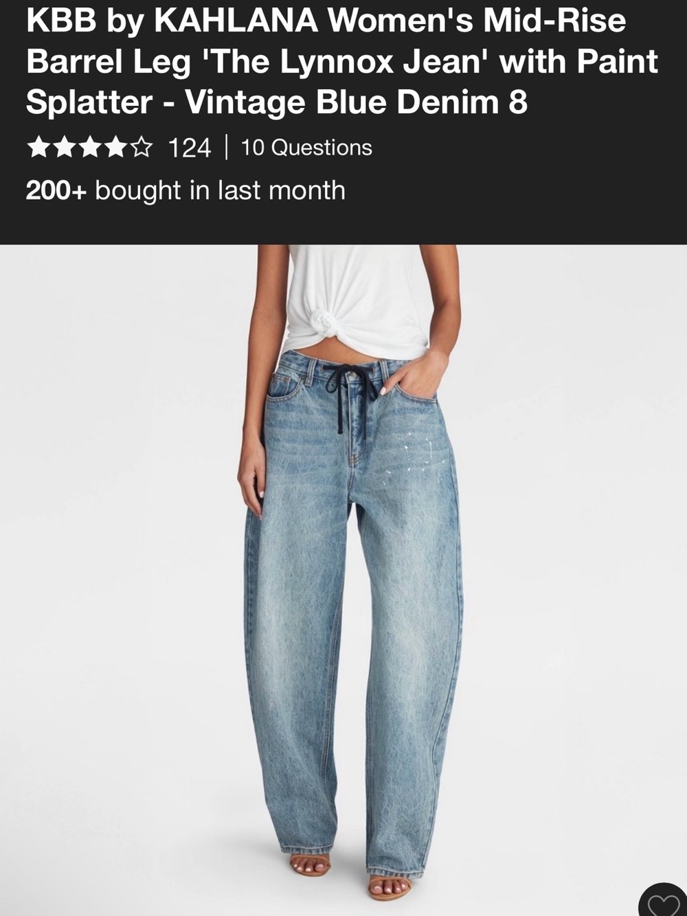 Vintage Blue Mid-Rise Barrel Leg Jeans with Paint-Splatter